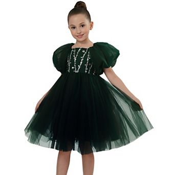 Girls' 3-12 Ombre Sequin Short Sleeve Dress