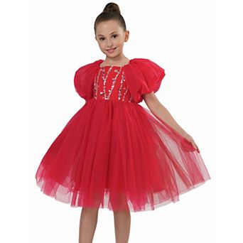 Girls' 3-12 Ombre Sequin Short Sleeve Dress