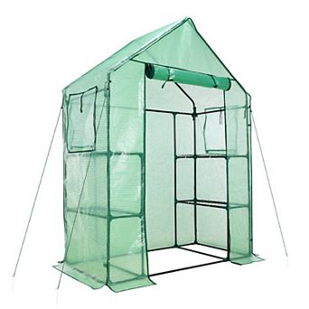 Aoodor Walk-in Greenhouse, Outdoor Garden Plant House with PE Cover