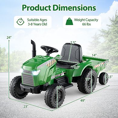 Gymax 2-in-1 Kids Ride On Tractor 12V Battery Powered Toy Car w/ Remote Control