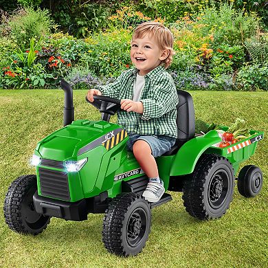 Gymax 2-in-1 Kids Ride On Tractor 12V Battery Powered Toy Car w/ Remote Control