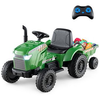 Gymax 2-in-1 Kids Ride On Tractor 12V Battery Powered Toy Car w/ Remote Control