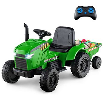 Gymax 2-in-1 Kids Ride On Tractor 12V Battery Powered Toy Car w/ Remote Control