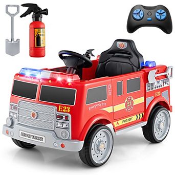 Gymax Kids Ride on Police Car w/ Three Speeds, Megaphone, Music, FM Radio, Flashing Lights