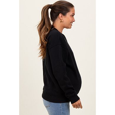 Maternity Fleece Crew Neck Relaxed Fit Sweatshirt