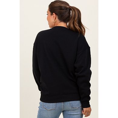 Maternity Fleece Crew Neck Relaxed Fit Sweatshirt