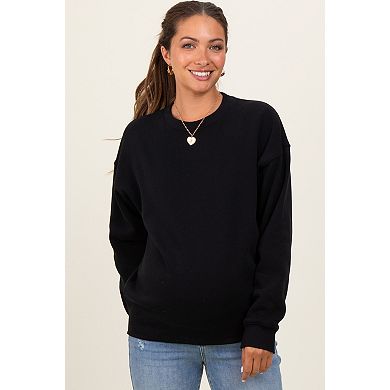 Maternity Fleece Crew Neck Relaxed Fit Sweatshirt