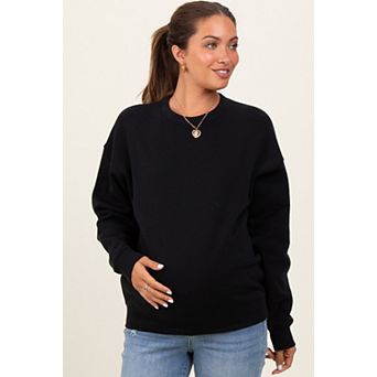 Maternity Fleece Crew Neck Relaxed Fit Sweatshirt