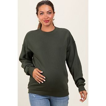 Maternity Fleece Crew Neck Relaxed Fit Sweatshirt