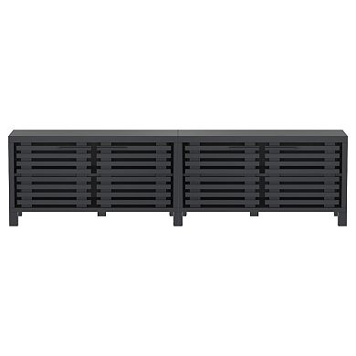 77" Modern Black TV Stand Medial Console with Shelves and Storage for TVs up to 85"