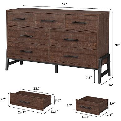 7 Dresser for Bedroom, Freestanding 52 in Wide Drawer Dresser with Storage