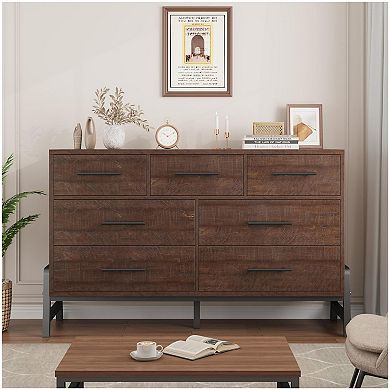 7 Dresser for Bedroom, Freestanding 52 in Wide Drawer Dresser with Storage