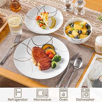 12-piece Porcelain Dinner Service for 4, incl. Dinner Plate, Dessert Plate, Bowl