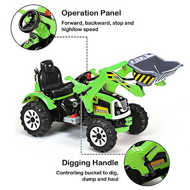 12V Battery-Powered Kids Ride-On Dumper Truck - Green