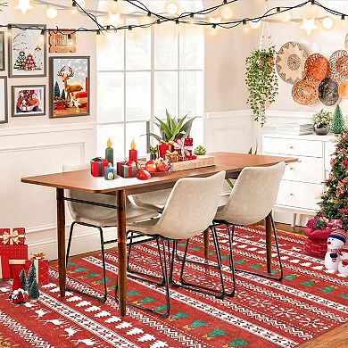 Christmas Rugs Area Rug Machine Washable Entryway Indoor Rugs Christmas Tree Snowflake Doormat