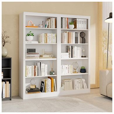 5-Tier Open Bookshelf for Home Office, Modern Wooden Book Shelf with Anti-Tip Design