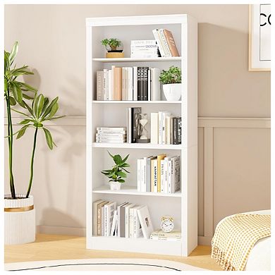 5-Tier Open Bookshelf for Home Office, Modern Wooden Book Shelf with Anti-Tip Design