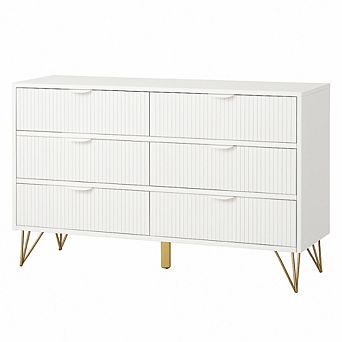 7 Drawer Dresser 47.2 in Wide Modern White Dresser Wooden Chest of Drawer Table Storage Organizer