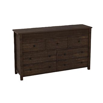 7 Drawer Dresser for Bedroom, Wooden Chest of Drawers, Fluted TV Stand, Storage Organizer