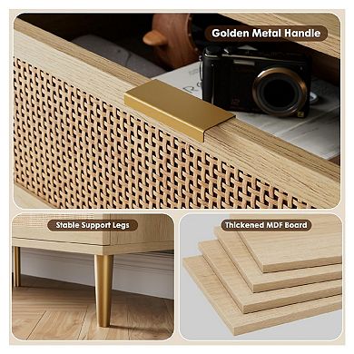 Rattan 9 Drawer Dressers for Bedroom,Dresser with Deep Drawers, Large Chest of Drawers