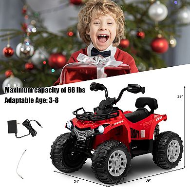 12V Kids Electric ATV 4-Wheeler with MP3 and Headlights - Red