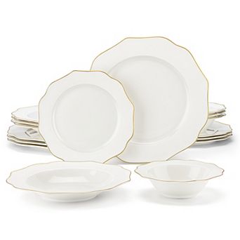 16 pc Dinnerware Set for 4, Dinner Plates, Dessert Plates, Soup Plates, Bowls, New Bone China
