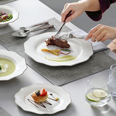 16-piece Dinnerware Set for 4, Dinner Plates, Dessert Plates, Soup Plates, Bowls, New Bone China