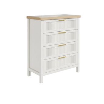 Fluted 4 Drawers Dresser for Bedroom, 35.4" Tall Chest of Dressers for Closet, 4 Fluted Drawers