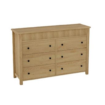 6 Drawer Dresser for Bedroom, Wooden Chest of Drawers, Fluted TV Stand, Storage Organizer