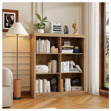 6 Cube Storage Organizer, 3 Tiers Display Shelf, Cubby Bookshelf, Modern Bookcase