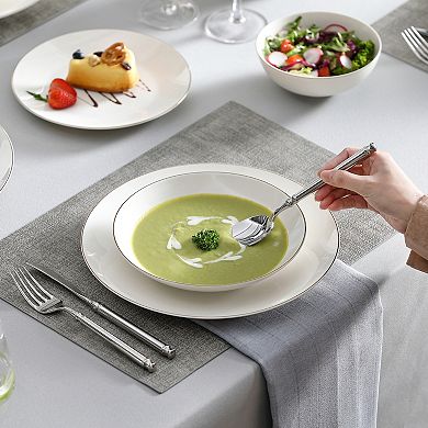 16-pc Dinnerware Set for 4, Dinner Plates, Dessert Plates, Soup Plates, Bowls, New Bone China