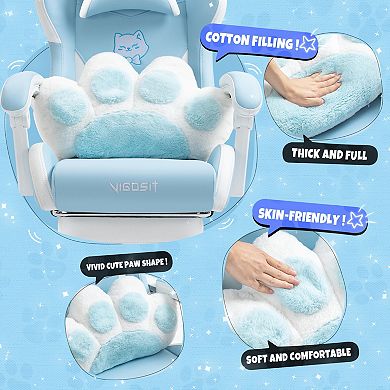 Ergonomic Gaming Chair - Recline Back, Footrest, Paw Lumbar Lumbar