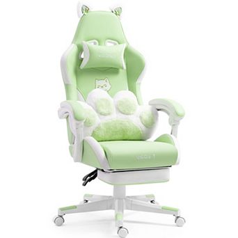 Ergonomic Gaming Chair - Recline Back, Footrest, Paw Lumbar Lumbar