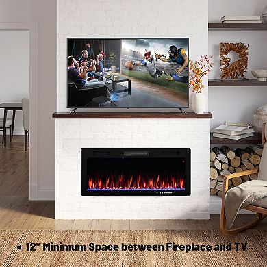 40/50/60” Recessed Wall-Mounted Electric Fireplace for 2x6 Stud Walls - 40”