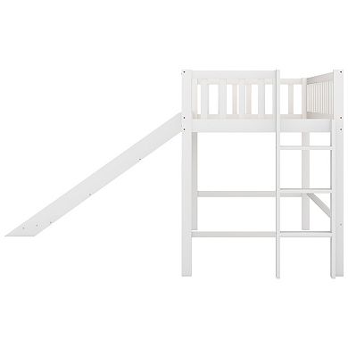 Whisen Low Loft Bed with Ladder and Slide