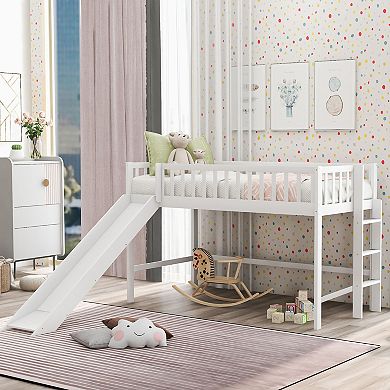 Whisen Low Loft Bed with Ladder and Slide