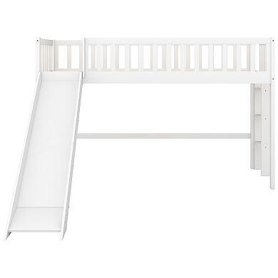 Whisen Low Loft Bed with Ladder and Slide
