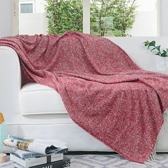 Cheer Collection Ultra Soft Knit Throw Blanket with Fringe Edges Lightweight and Cozy 50 x 60 in