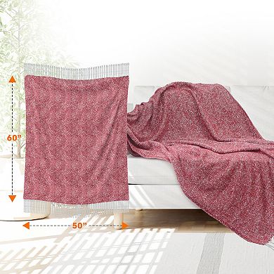 Cheer Collection Ultra Soft Knit Throw Blanket with Fringe Edges Lightweight and Cozy 50 x 60 Inches