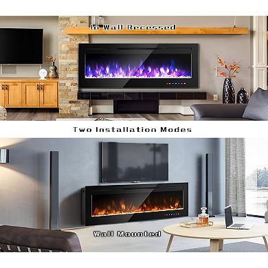 42” In-Wall Recessed Electric Fireplace with Remote & Adjustable Flame Color