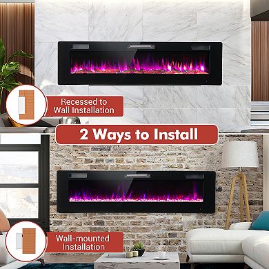 60 Inches Ultra-thin Electric Fireplace with Remote Control and Timer Function