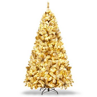 6FT Pre-Lit Snow Flocked Hinged Artificial Christmas Tree
