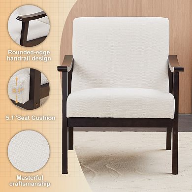 Upholstered Arm Accent Chair with High Back and Solid Wood Frame