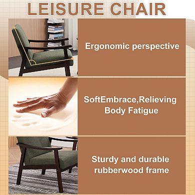 Upholstered Arm Accent Chair with High Back and Solid Wood Frame