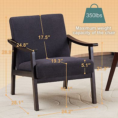 Upholstered Arm Accent Chair with High Back and Solid Wood Frame