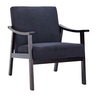Upholstered Arm Accent Chair with High Back and Solid Wood Frame