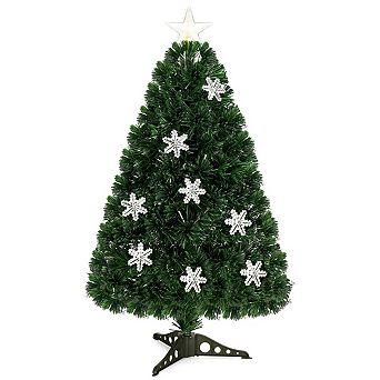 3FT LED Fiber Optic Christmas Tree with Snowflake Lights