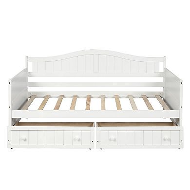 Whisen Modern Style Twin Wooden Daybed Frame with Two Drawers