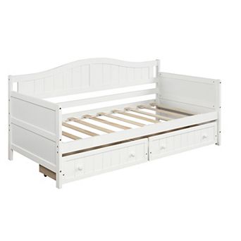 Whisen Modern Style Twin Wooden Daybed Frame with Two Drawers