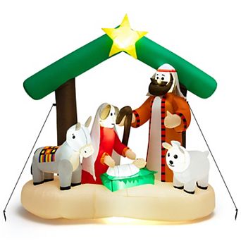 6.7FT Inflatable Nativity Scene Christmas Decoration with LED Lights
